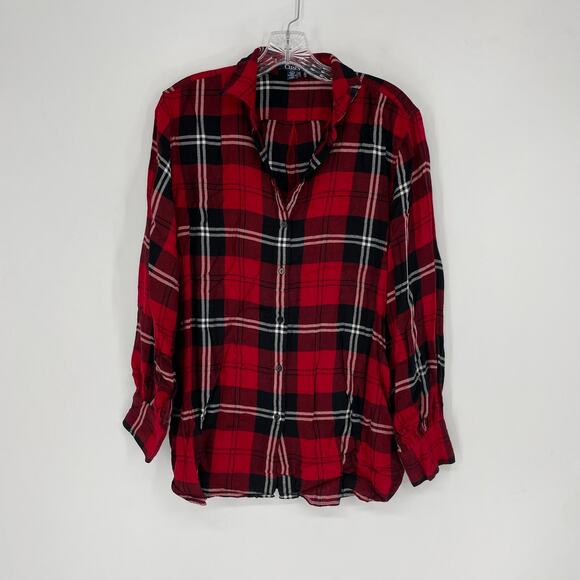 Chaps Long Sleeve Button-Up Plaid Top Size Large - Picture 4 of 6